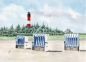 Preview: Postkarte DIN-A6  Aquarell Kunst Maritim Druck Kunstdruck Leuchtturm Hörnum  Sylt Nordsee Meer Strand Dünen